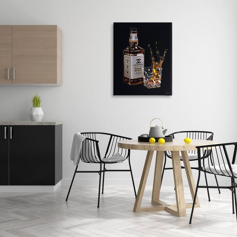 Stupell Splashing Liqueur Glam Whiskey Bottle Stretched Canvas Wall Art, Design by Ziwei Li
