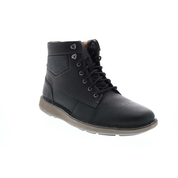 Clarks Un Larvik Peak Black Leather Mens Casual Dress Boots - Overstock - 32692469