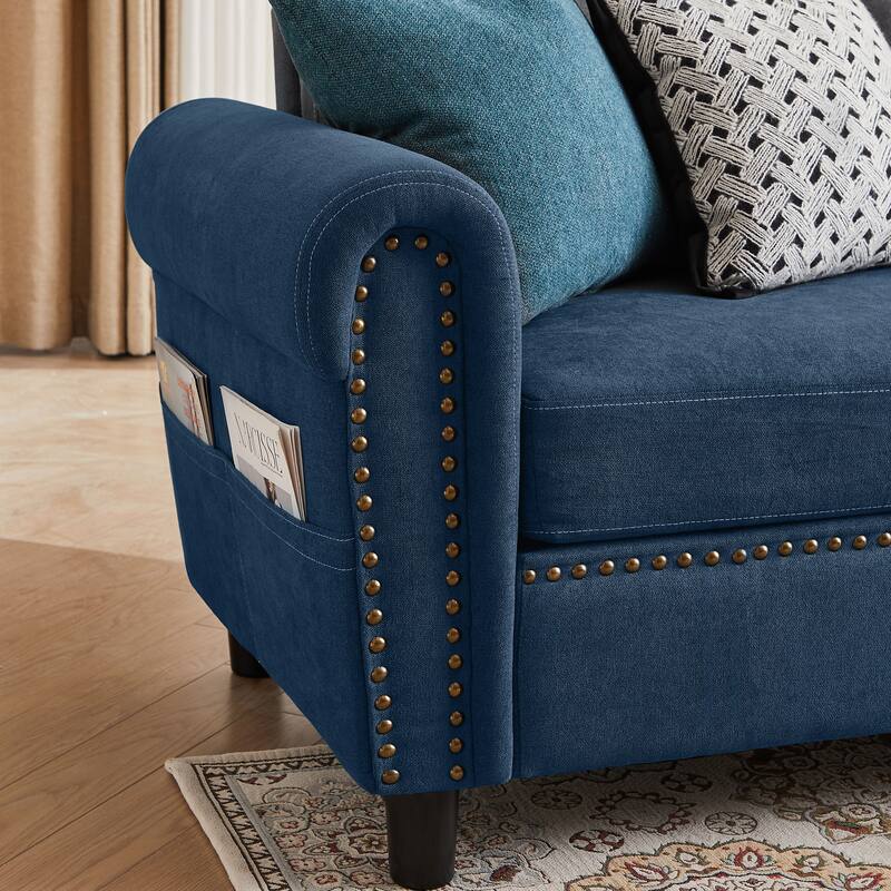 4 Seater L Shaped Reversible Sectional Sofa with Storage Ottoman