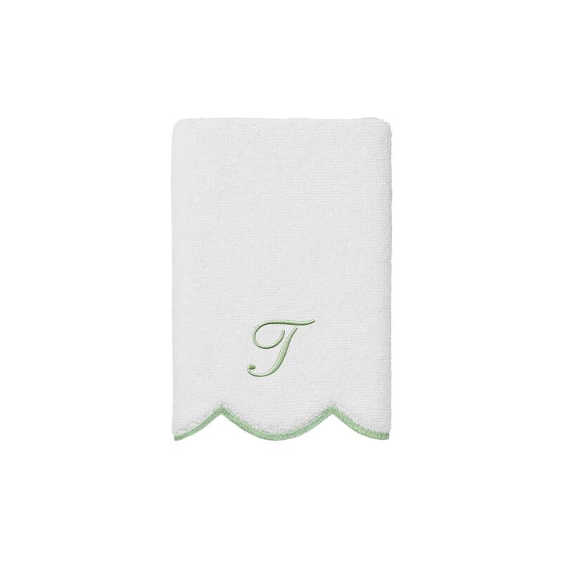 Authentic Hotel and Spa 100% Turkish Cotton Green ADORNIA Scallop Personalized 3 Piece Towel Set - 3 Piece Set