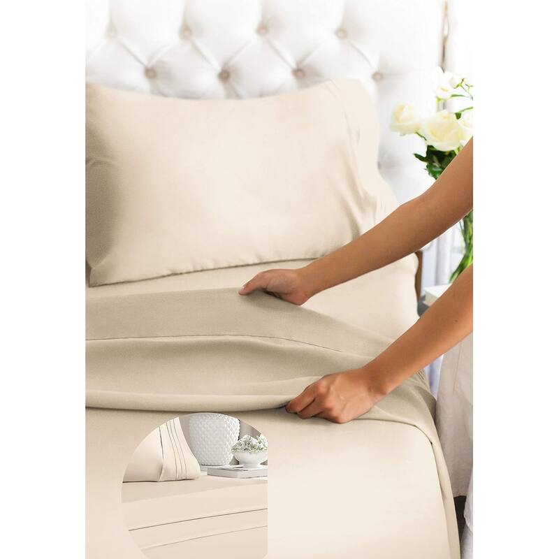 CGK Linens 4 Piece 100% Cotton 400 Thread Count Soft & Comfy Bed Sheet Set
