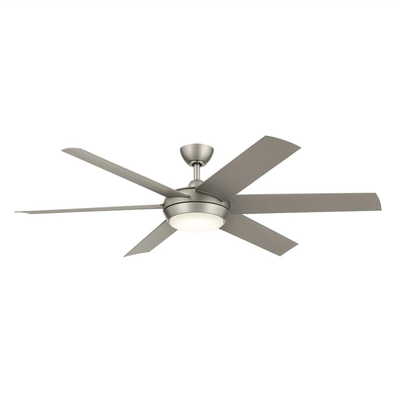 Kichler Lighting 60 Inch Mint Ceiling Fan with Glass Diffuser in Brushed Nickel with Silver Blades