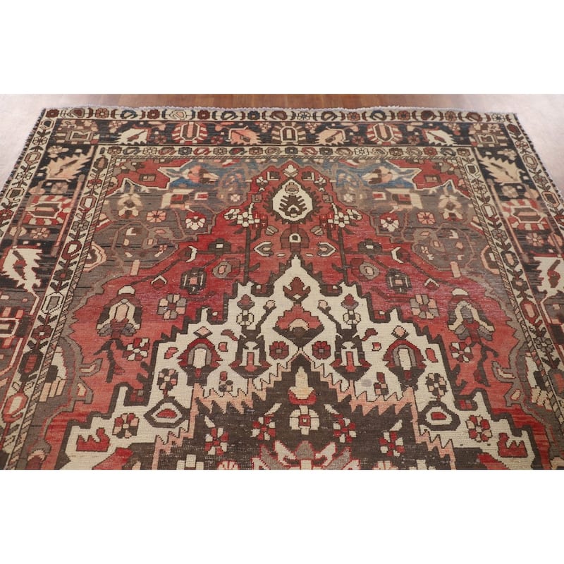 Bakhtiari Persian Vintage Area Rug Handmade Medallion Wool Carpet - 6'8"x 9'11"