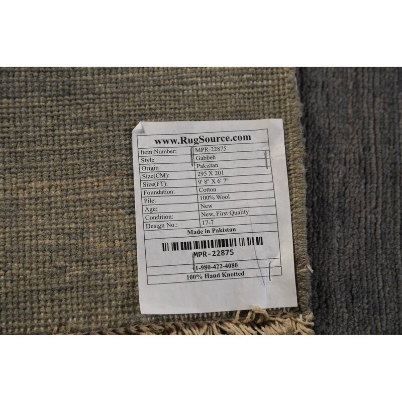 Grey Modern Gabbeh Oriental Area Rug Handmade Wool Carpet - 6'7" x 9'8"