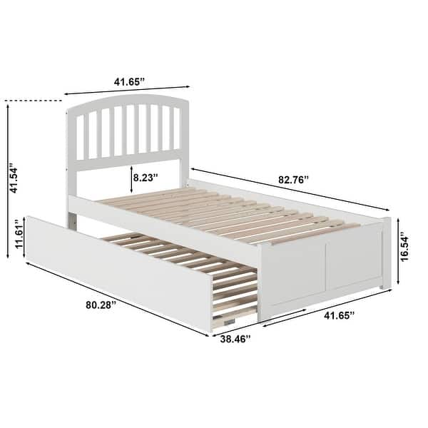 dimension image slide 0 of 11, Richmond Solid Wood Platform Bed with Footboard & Twin XL Trundle