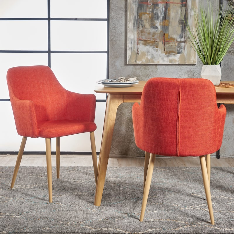 Carson Mid-century Fabric Dining Chair (Set of 2) by Christopher Knight Home - Orange