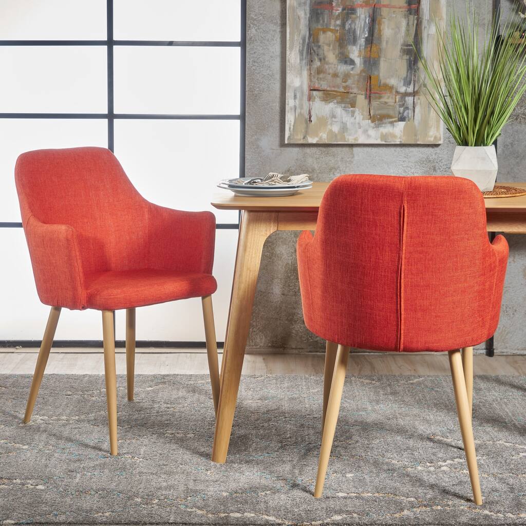 Modern Fabric Upholstered Dining Chairs Armchairs, Set Of 2