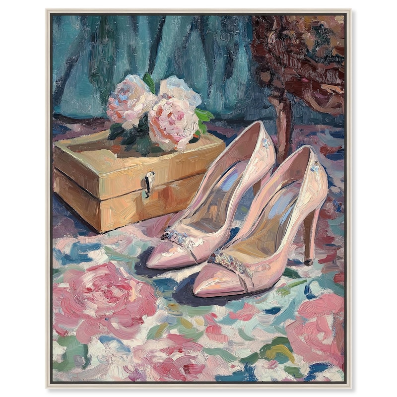 Shoes and the Roses Canvas by Art Remedy - 30" x 36" - Silver