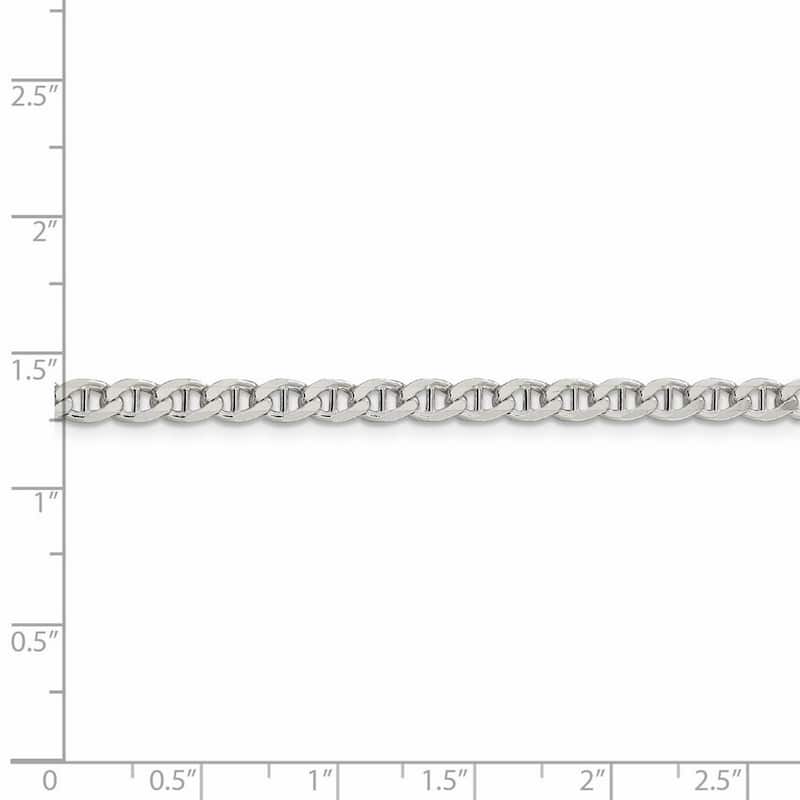 Curata 925 Sterling Silver 4.15mm Flat Cuban Anchor Chain Necklace Options: 16 18 20 22 24