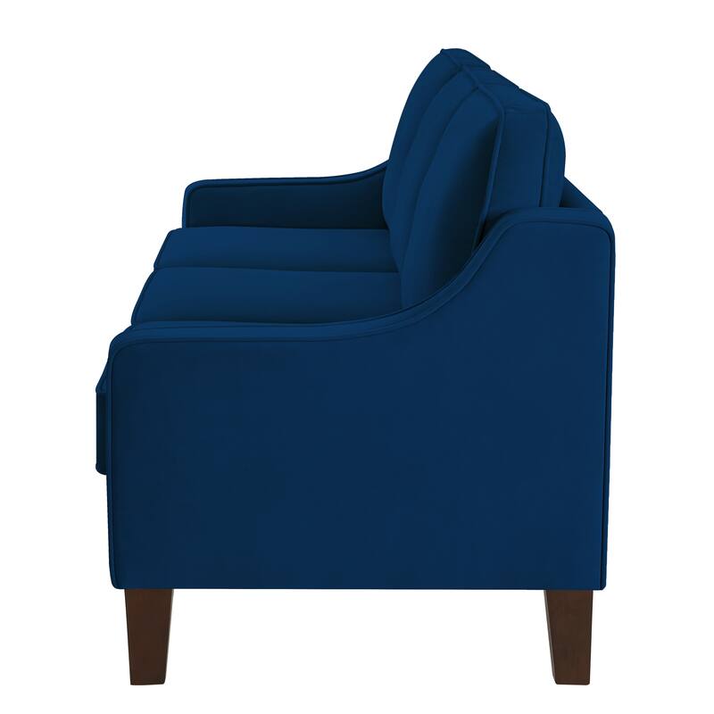 Modern 74" Velvet 3-seater Upholstered Sofa with Scooped Armrest and Removable Cushions for Living Room