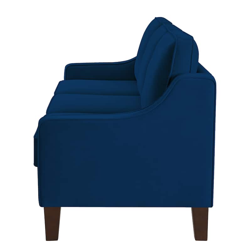Navy Velvet 3-seater Sofa with Scooped Armrest