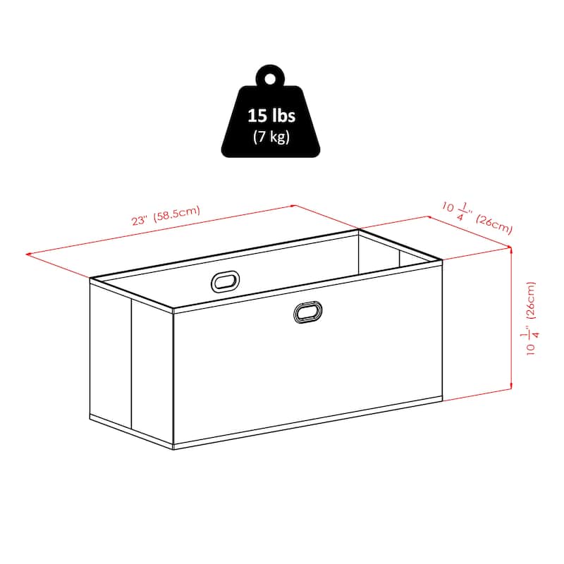 Torino 3-Pc Storage Shelf with 2 Foldable Fabric Baskets, Walnut and Chocolate - 27.8"W x 11.5"D x 38.5"H
