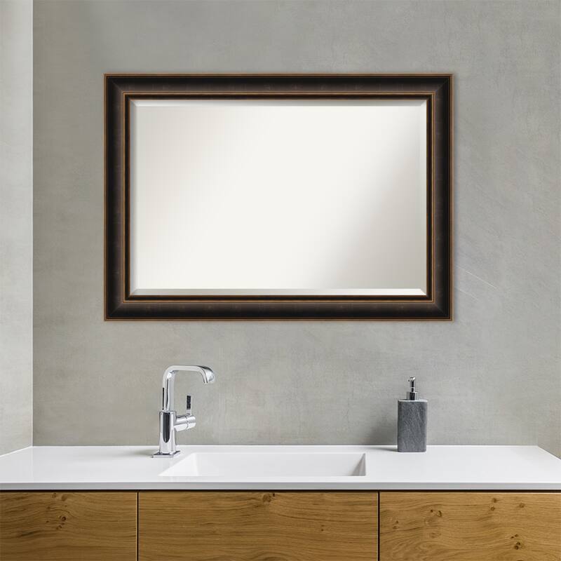 Villa Oil Rubbed Bronze Beveled Wood Framed Bathroom Vanity Wall Mirror - Villa Oil Rubbed Bronze