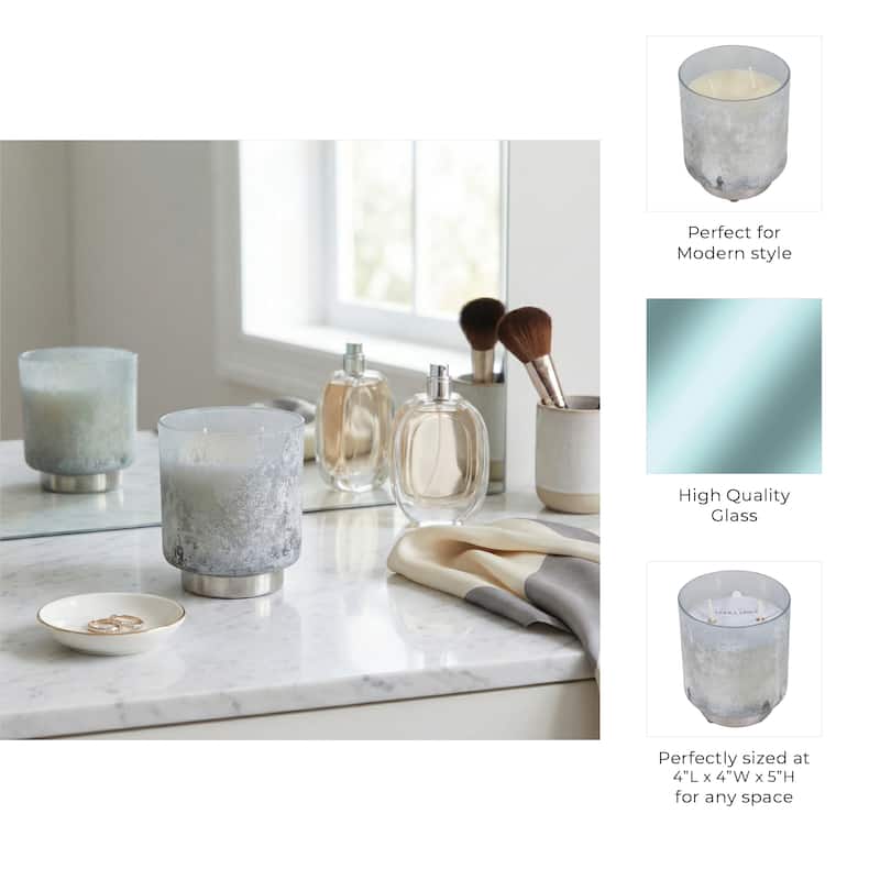 Modern Round Glass Candle on Base - 5" - 5.0"