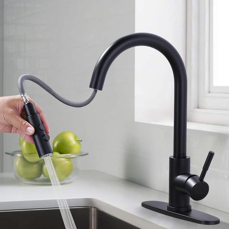 WOWOW Single Handle Pull Down Sprayer Kitchen Faucet
