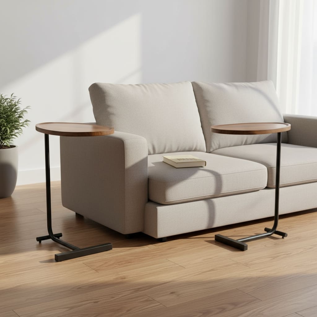 HomeRoots Set of Two Brown and Black Wood and Metal Oval End Tables - 11.80 in. x 23.62 in. x 17.72 in.