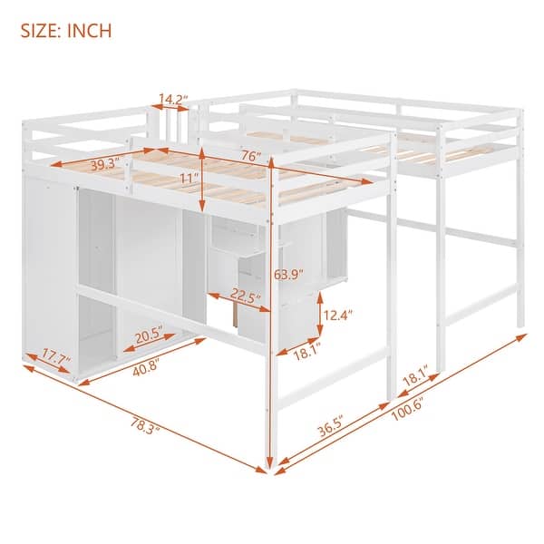 Multifunctional Design Double Twin Loft Beds