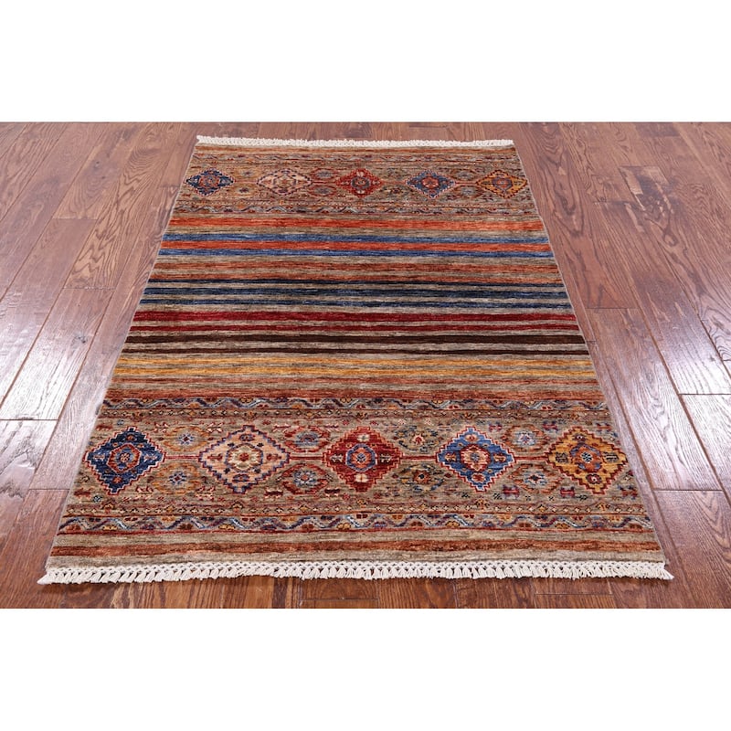 Golden Nile Khorjin Persian Gabbeh Hand Knotted Wool Rug - 3' 5" X 5' 0"
