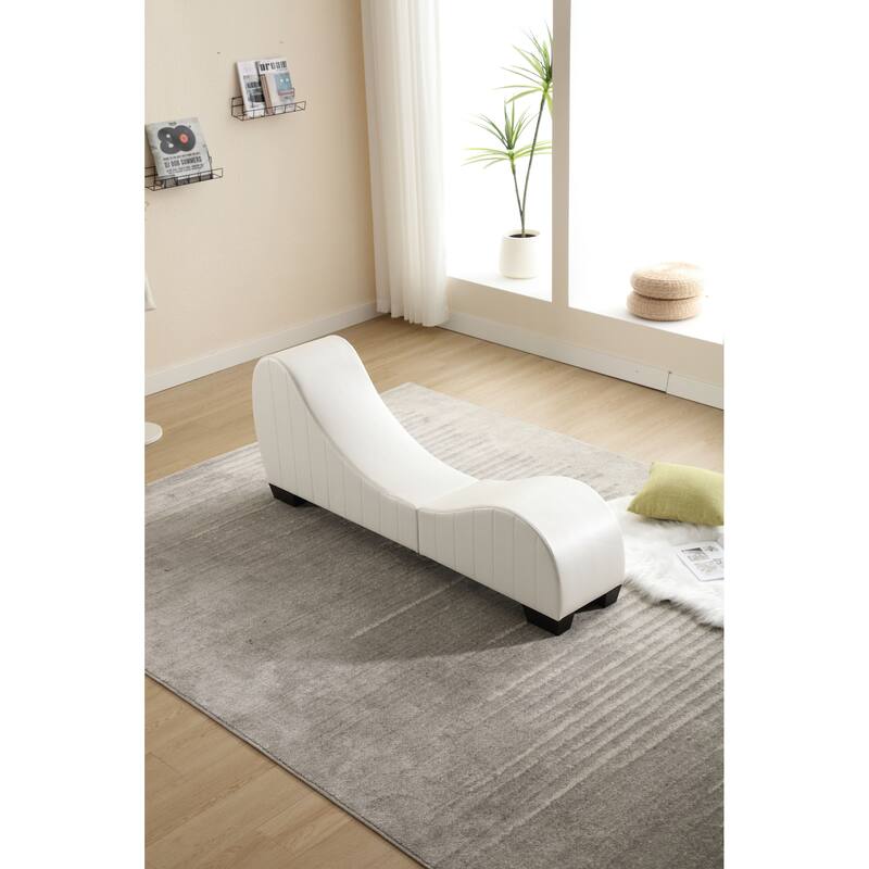 Modern 62.2" Chaise Longue Chair with Solid Wood Curved Frame for Stretching