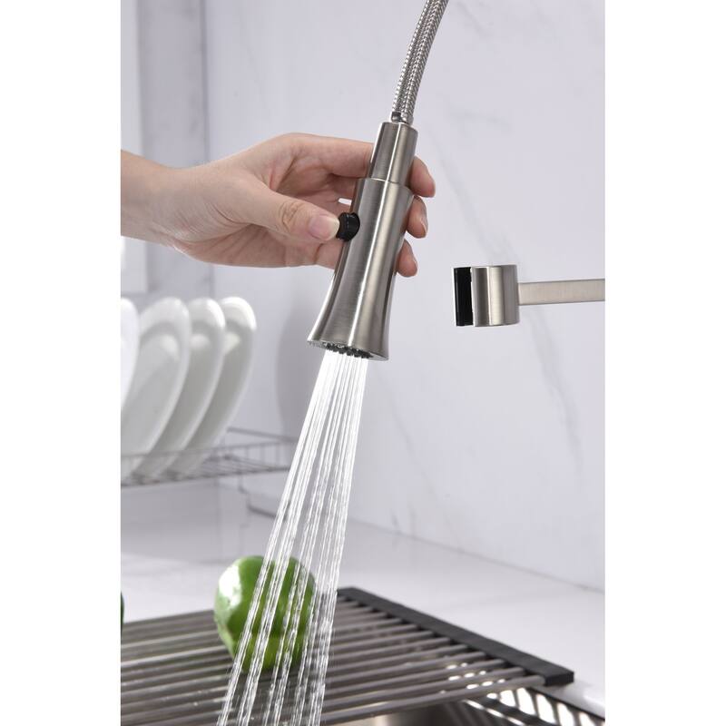 UltraFaucets Euro Collection Spring Spout Kitchen Faucet With Pull-Down Spray