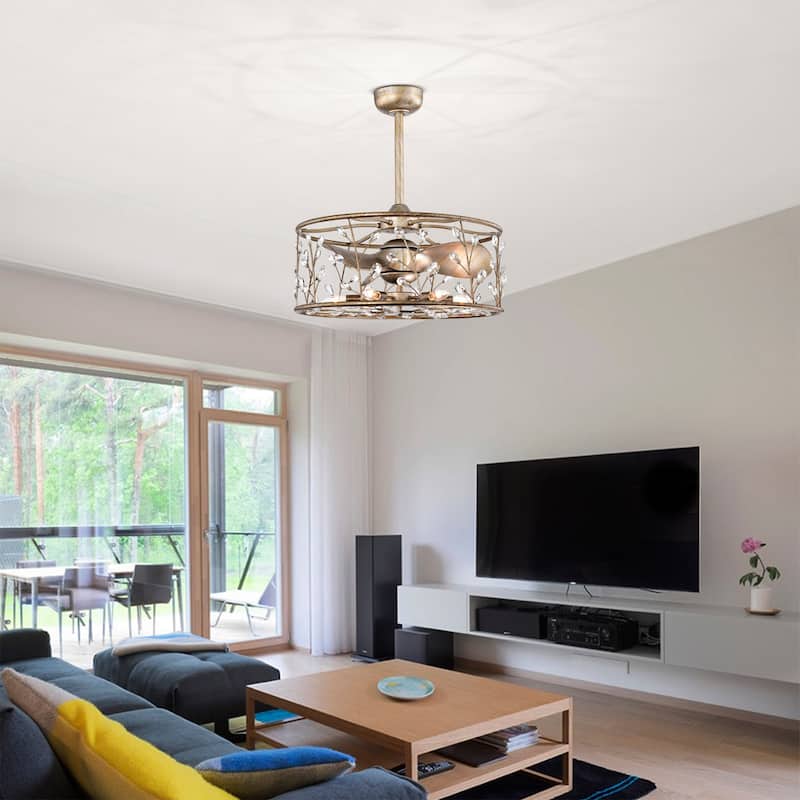 Onyx Antique Gold Finish Modern-Contemporary Crystal Ceiling Fandelier