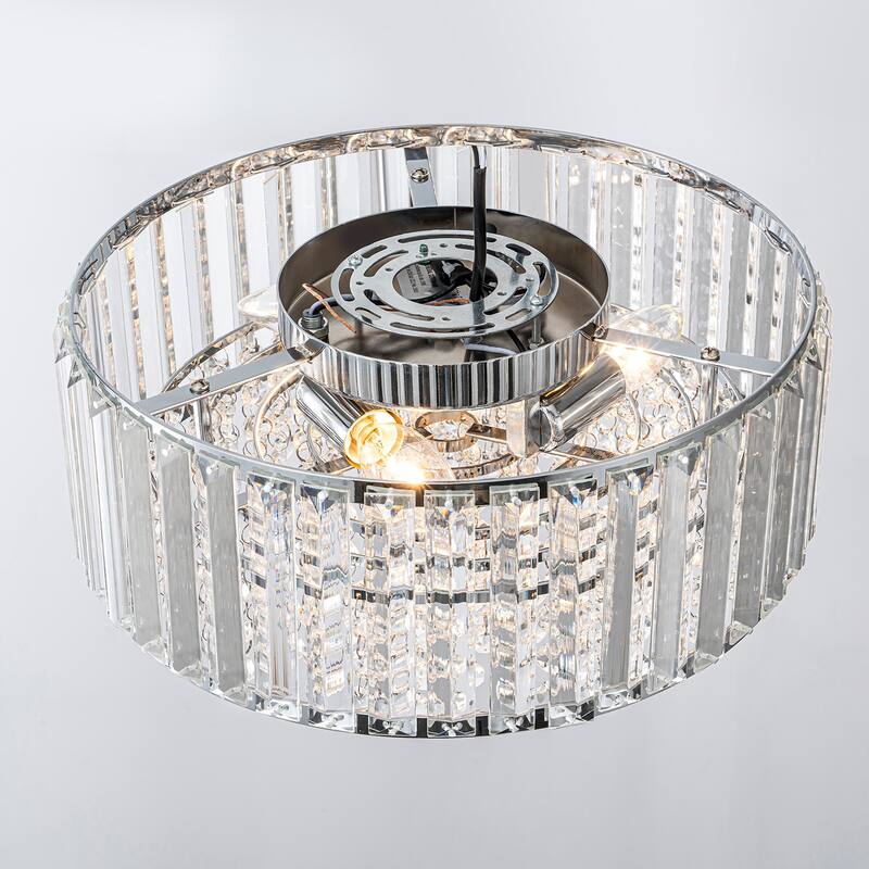 Modern 3-Light Crystal Hallway Flush Mount Ceiling Light Entryway Chandelier - W13.78"