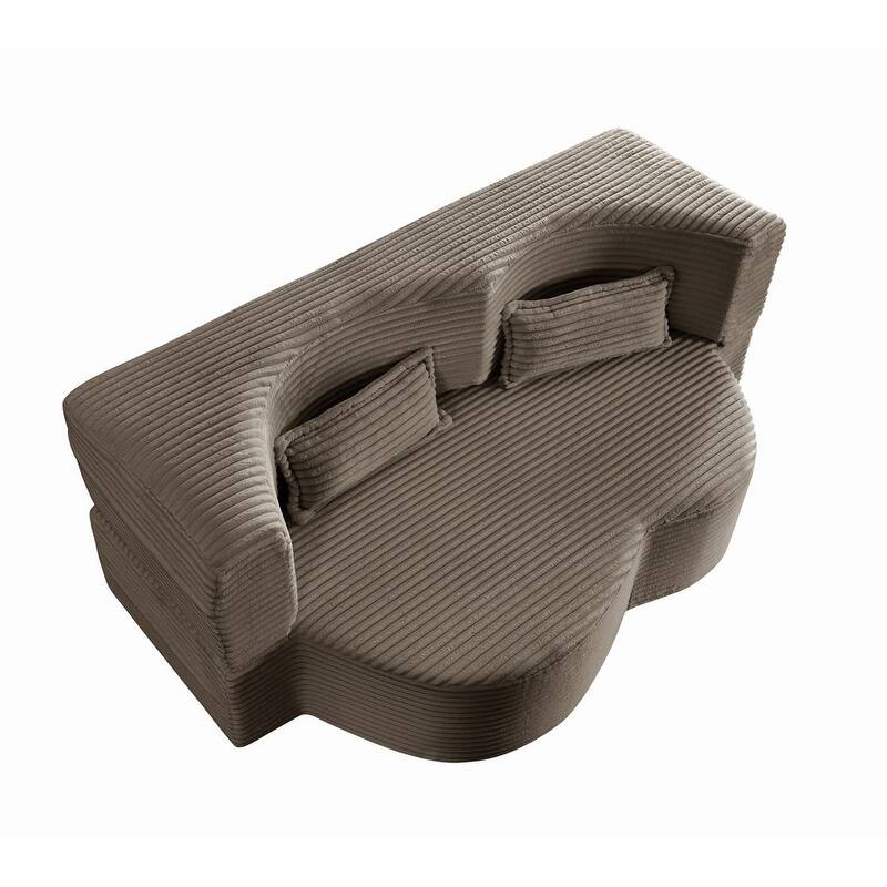 Modern 78" Full Size Convertible Corduroy Foam-Filled Sleeper Sofa,Modern Floor Sofa with 2 Pillows