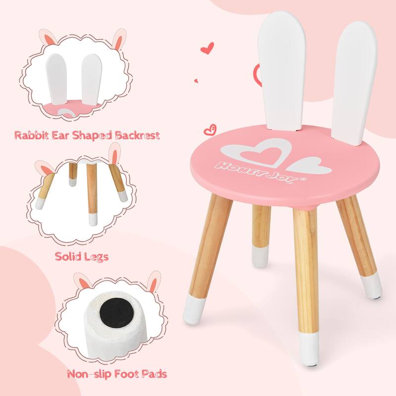 Costway Kids Vanity Set Rabbit Makeup Dressing Table Chair Set W/ - See Details