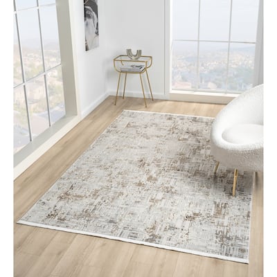 Obsession Collection Cream Abstract Area Rug