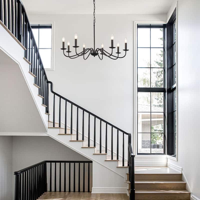 8-Light Farmhouse Candle Chandelier for Bedroom, Kitchen, Living Room and Foyer