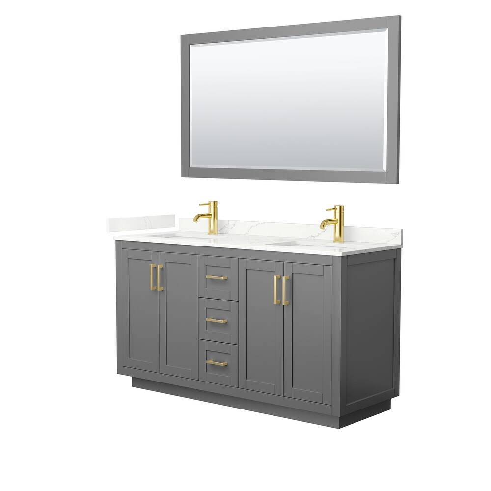 Miranda 60-inch Double Vanity, Quartz Top, 58-inch Mirror