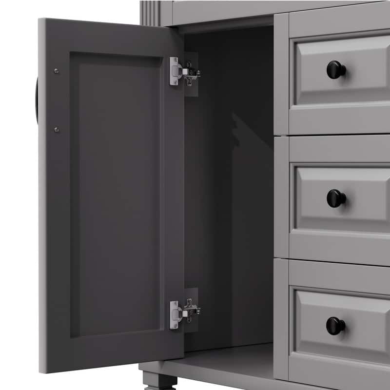 42-Inch Solid Wood Bathroom Vanity with Sink - Minimalist Elegant Style