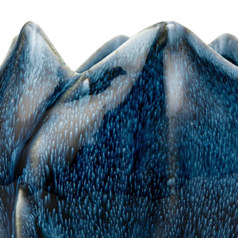 Stoneware Planter with Scalloped Edge and Reactive Glaze - 7.0"L x 7.0"W x 5.0"H