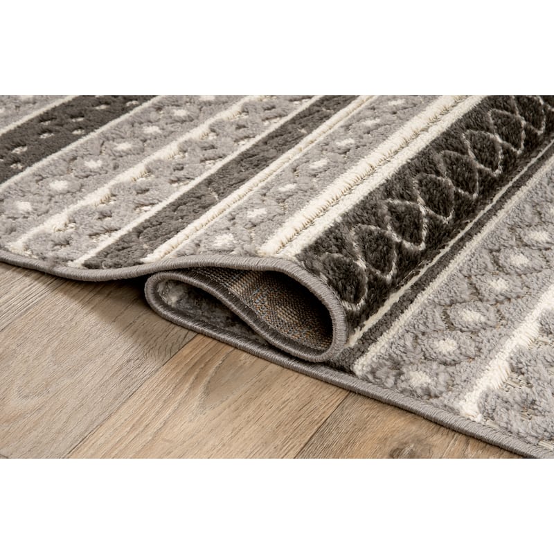 World Rug Gallery Contemporary Geometric Stripe Indoor/Outdoor Area Rug