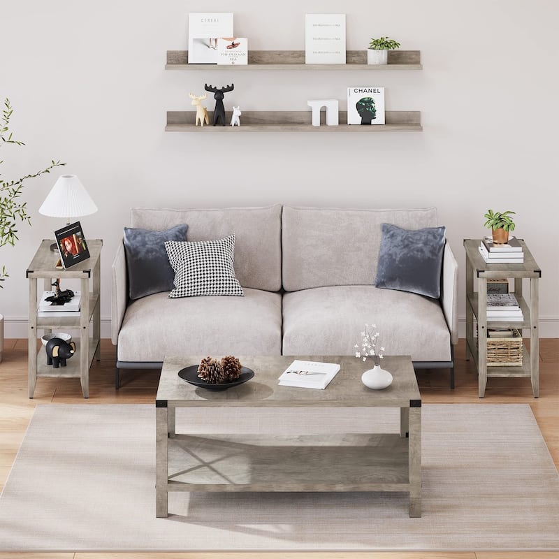 Farmhouse End Table, 3 Tier Rustic Side Table