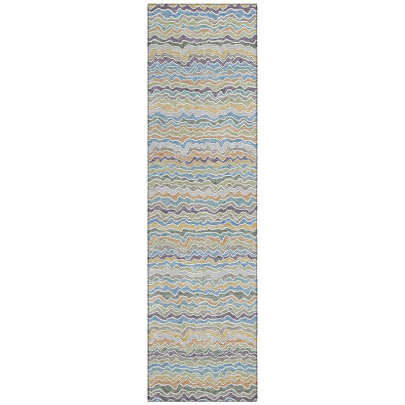 Machine Washable Indoor/ Outdoor Ziggy Stripe Chantille Rug