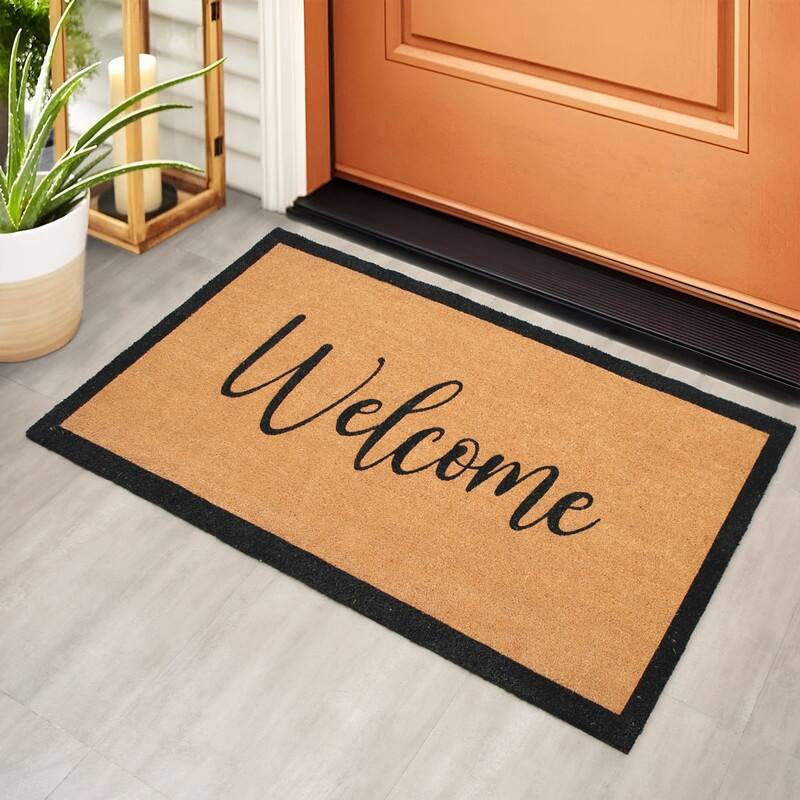 Chesapeake Coir Natural Black Non-Slip Doormat (36" x 72")