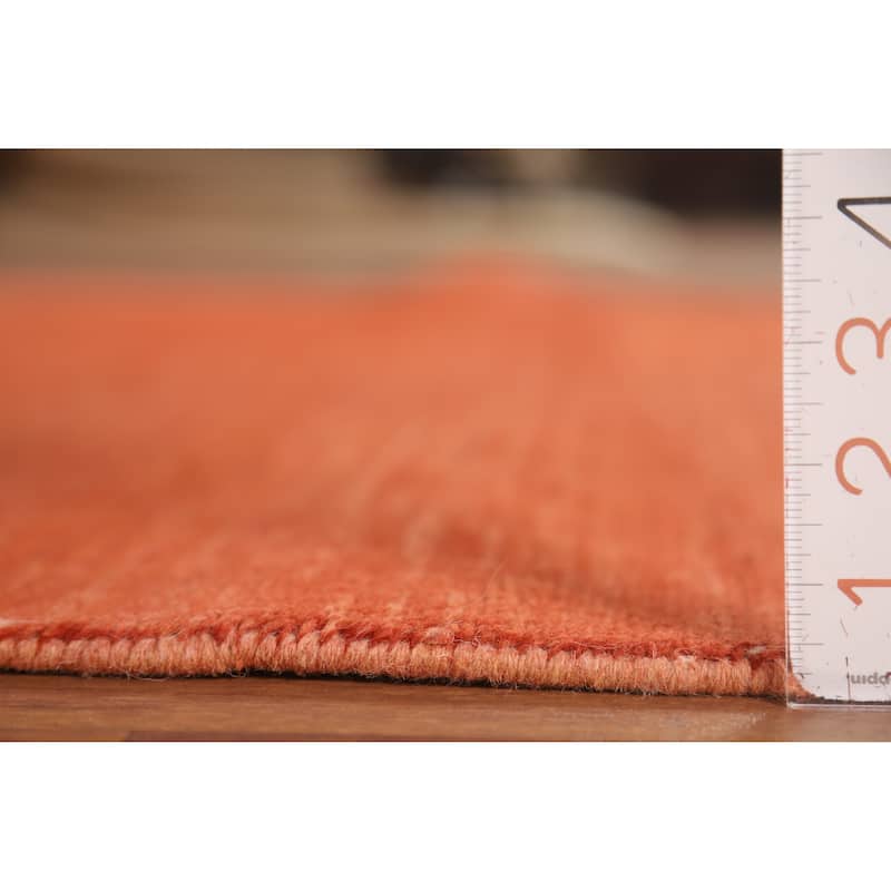 Orange Modern Gabbeh Oriental Area Rug Handmade Stripe Wool Carpet - 4'10" x 6'5"