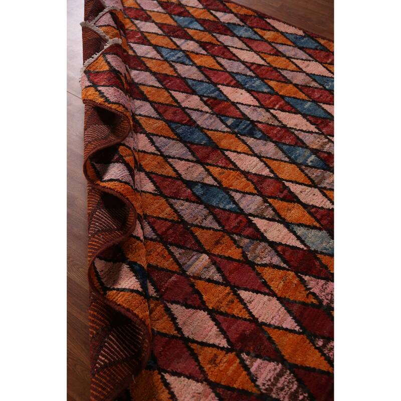 Multi-Color Trellis Moroccan Oriental Area Rug Handmade Wool Carpet - 6'9" x 9'7"