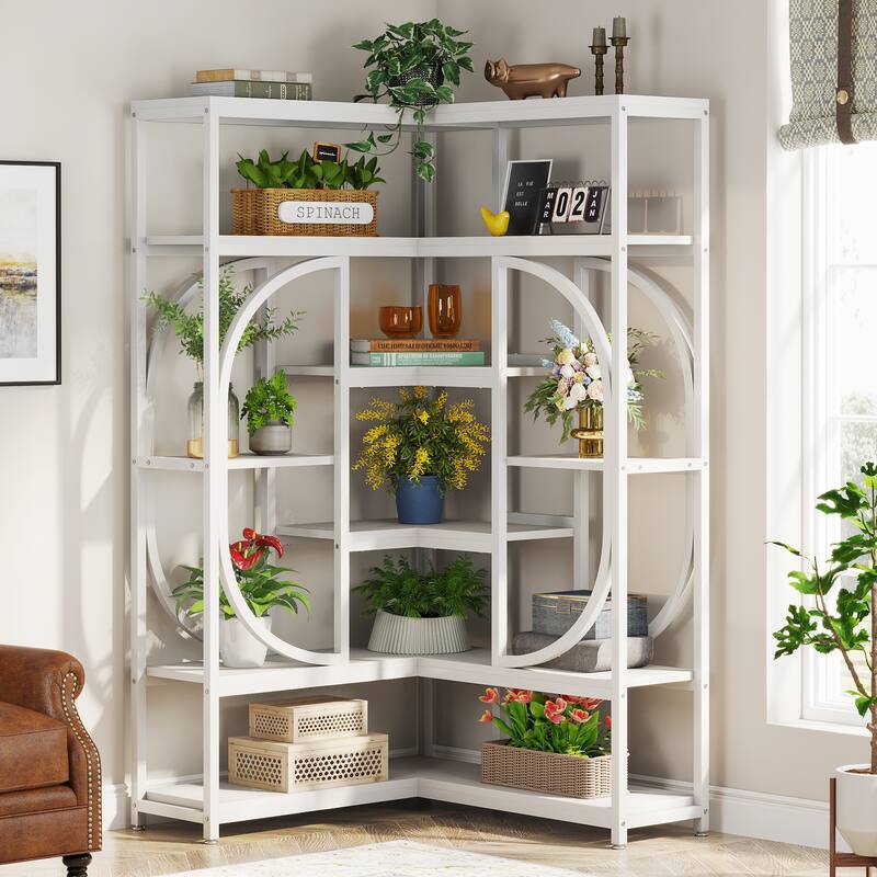 7-tier L-shaped Corner Bookshelf Bookcase