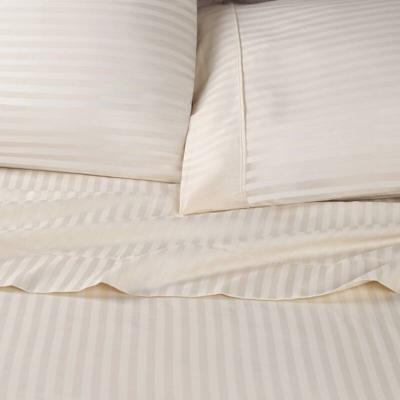 Superior Egyptian Cotton 300 Thread Count Stripe Deep Pocket 4 Piece Bed Sheet Set