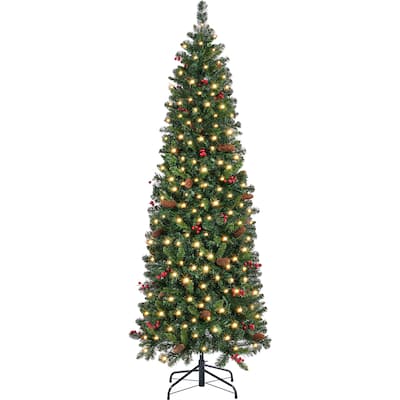 Yaheetech 6ft/7.5ft Pre-lit Artificial Christmas Tree with Stand Included, Green