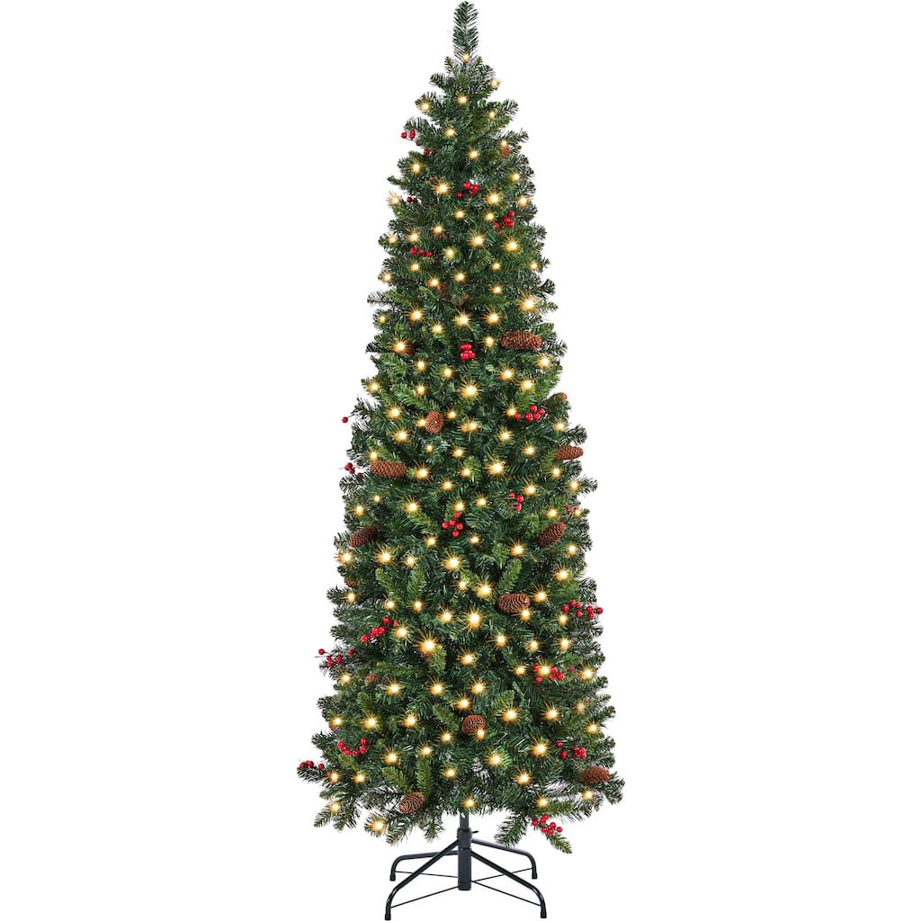 Yaheetech 6ft/7.5ft Pre-lit Artificial Christmas Tree with Stand Included, Green