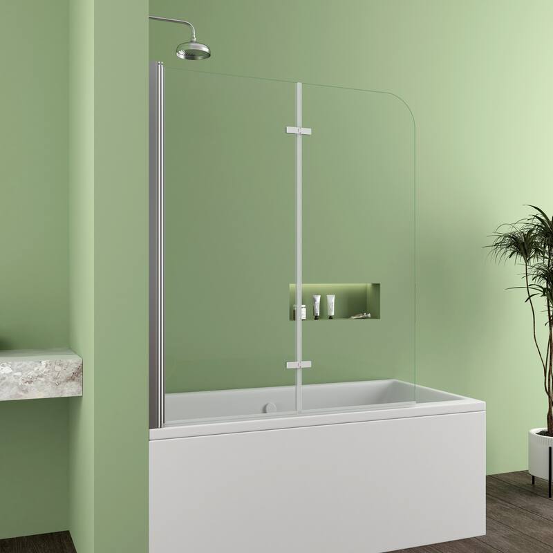 39 in. W x 55 in. H Pivot Tub Door in Matte Black with Clear Tempered Glass