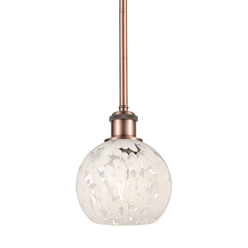 Innovations Lighting 516-1S-8-6 White Mouchette Pendant White - Antique Copper / White Mouchette