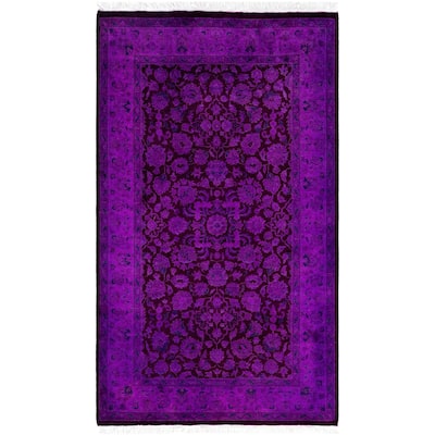 Overdyed One-of-a-Kind Hand-Knotted Area Rug - Purple - 3' 2" x 5' 4"