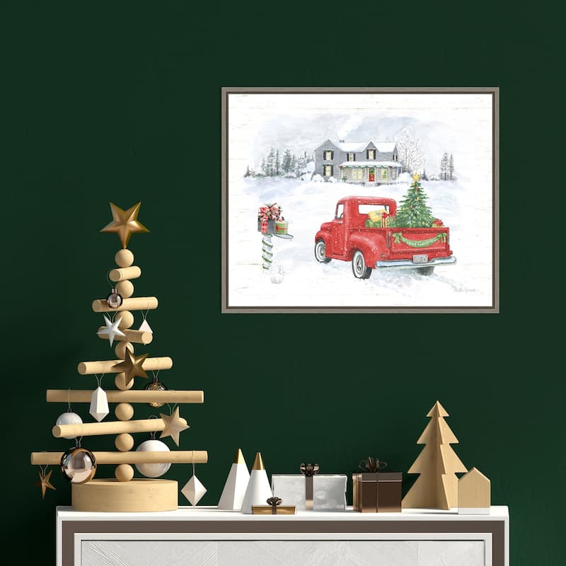 Farmhouse Holidays VI Truck by Beth Grove Framed Canvas Wall Art