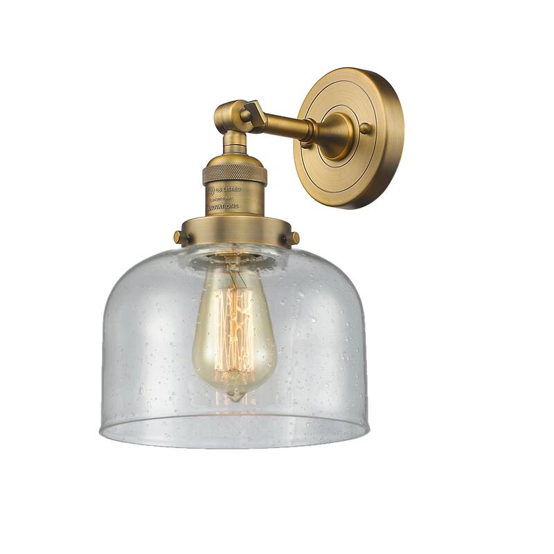 Innovations Lighting Large Bell Single Light 12" Tall Bathroom Sconce - Brushed Brass / Seedy