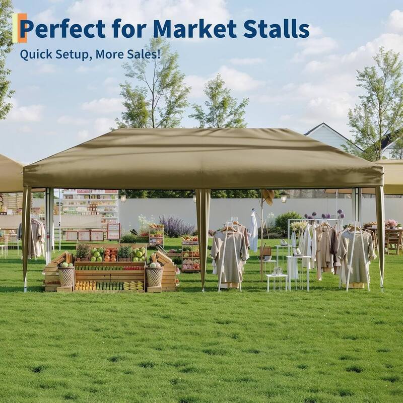 10X20 Pop Up Canopy Tent with 4 Sidewalls for Events, Parties, Camping