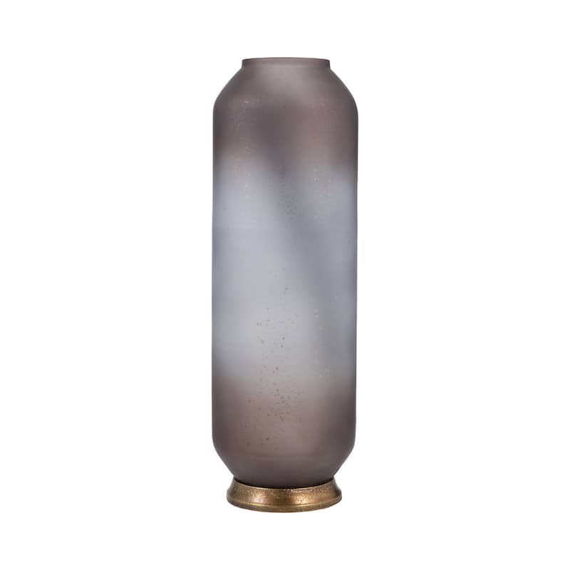Sagebrook Home Glass Blush Cylinder Textured Metallic Detail Vase